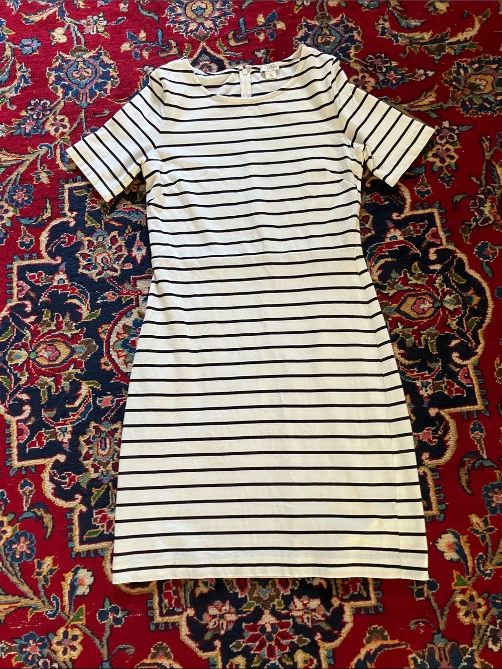 J. Crew White Mini Dress with Black Stripes